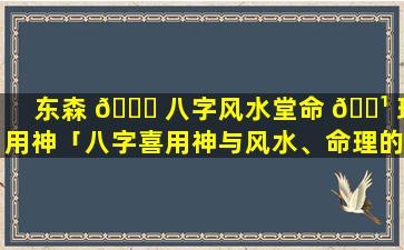 东森 🐅 八字风水堂命 🌹 理用神「八字喜用神与风水、命理的关系」